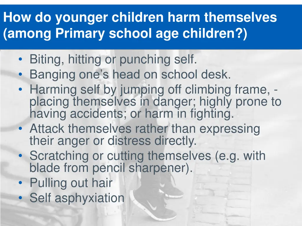 how do younger children harm themselves among