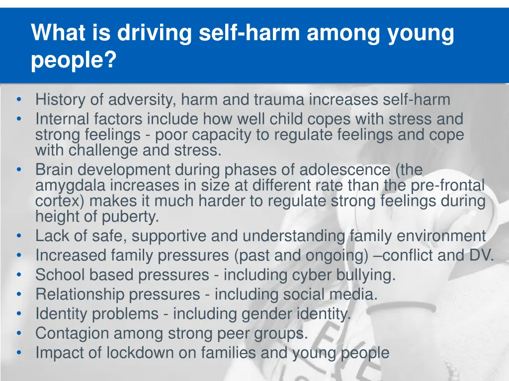 what is driving self harm among young people