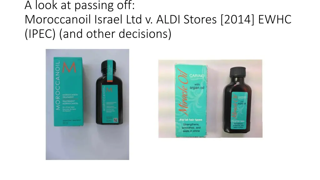 a look at passing off moroccanoil israel