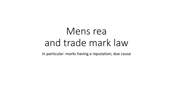 mens rea and trade mark law