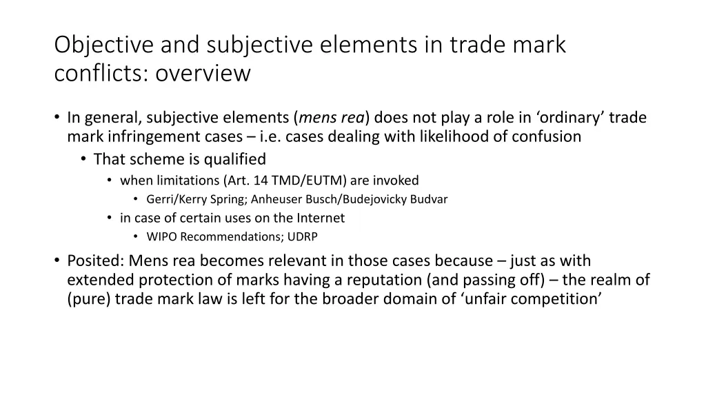 objective and subjective elements in trade mark