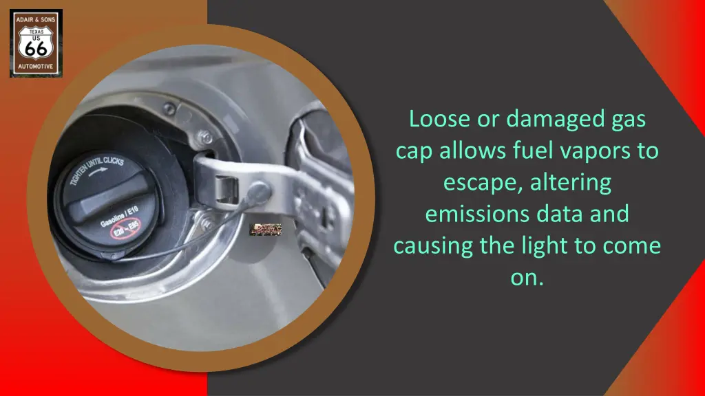 loose or damaged gas cap allows fuel vapors
