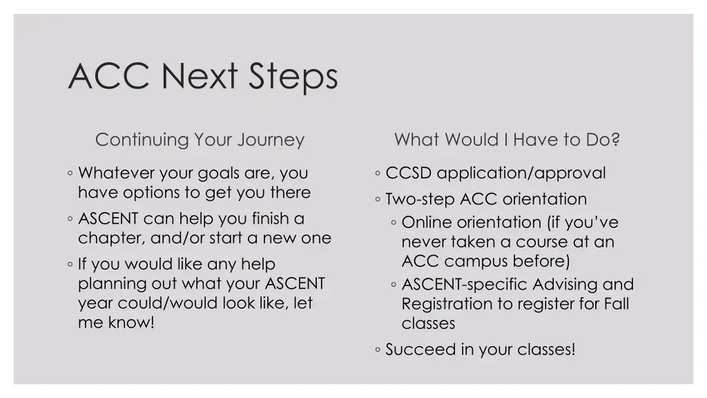acc next steps