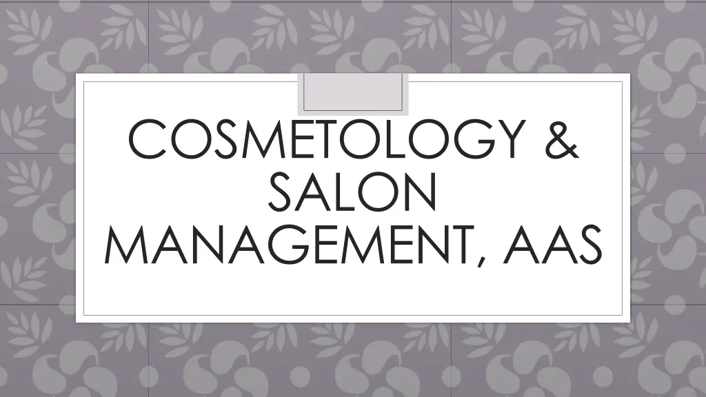 cosmetology salon management aas