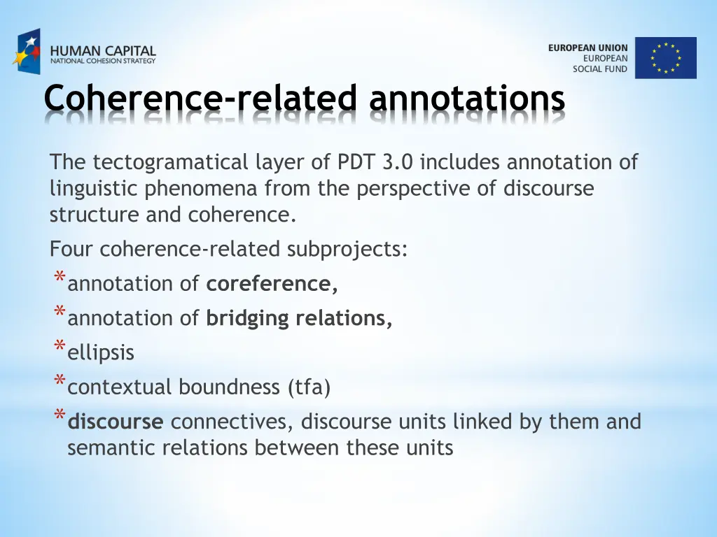 coherence related annotations
