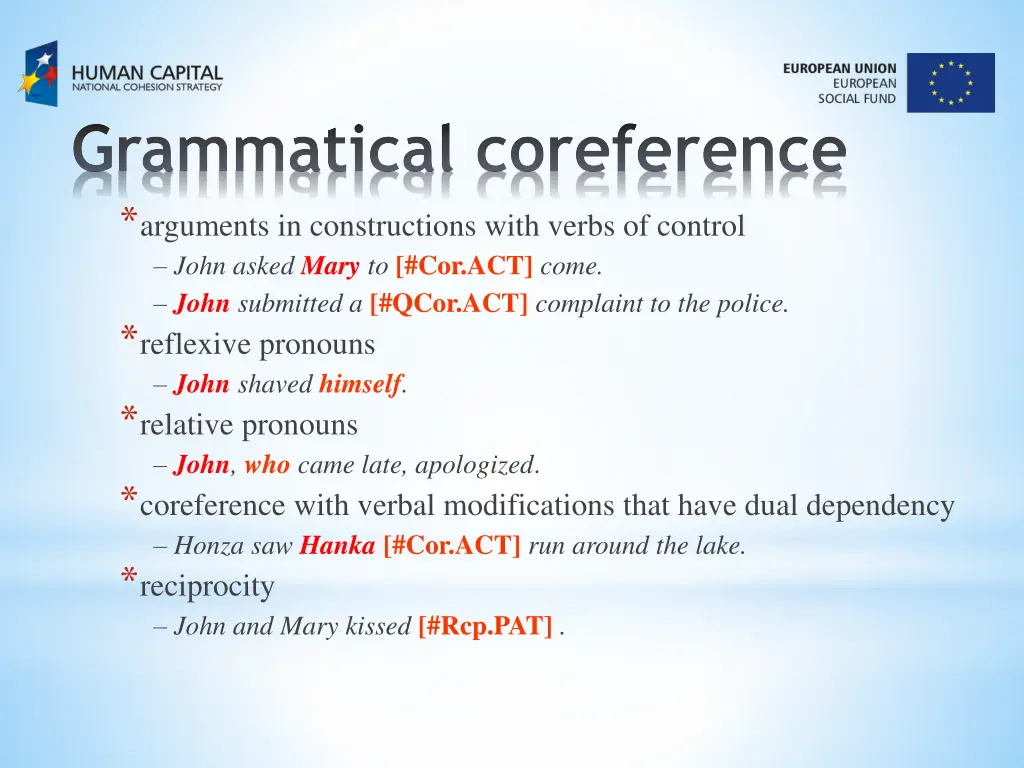 grammatical coreference