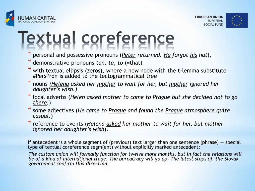 textual c oreference personal and possessive