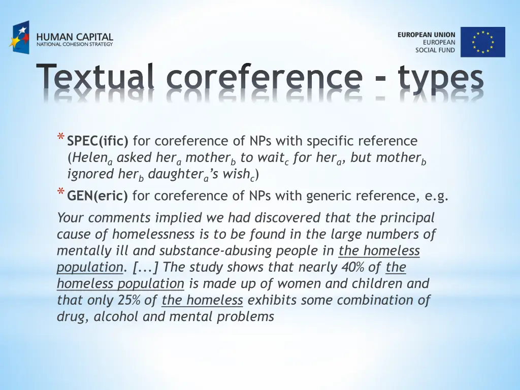 textual coreference types