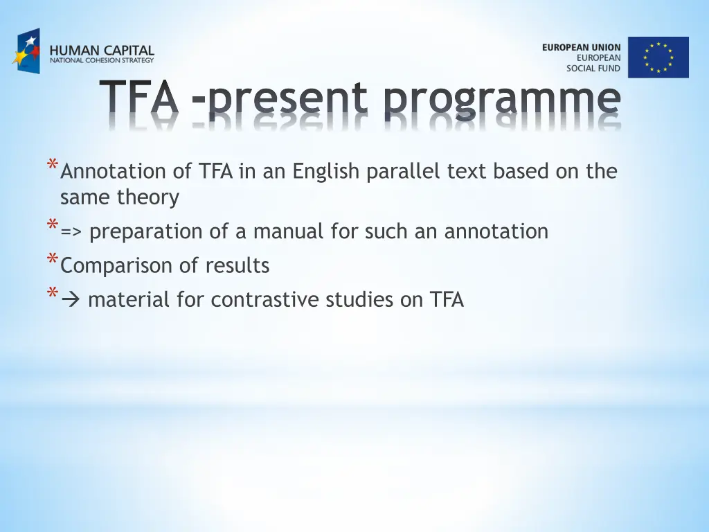 tfa present programme