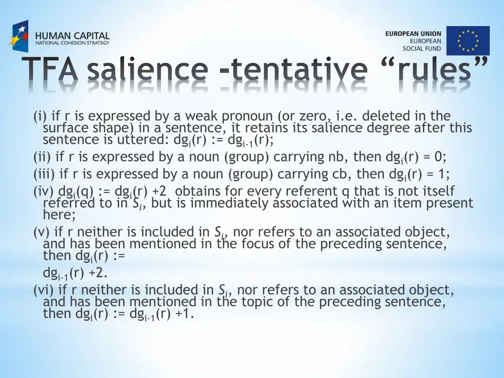 tfa salience tentative rules
