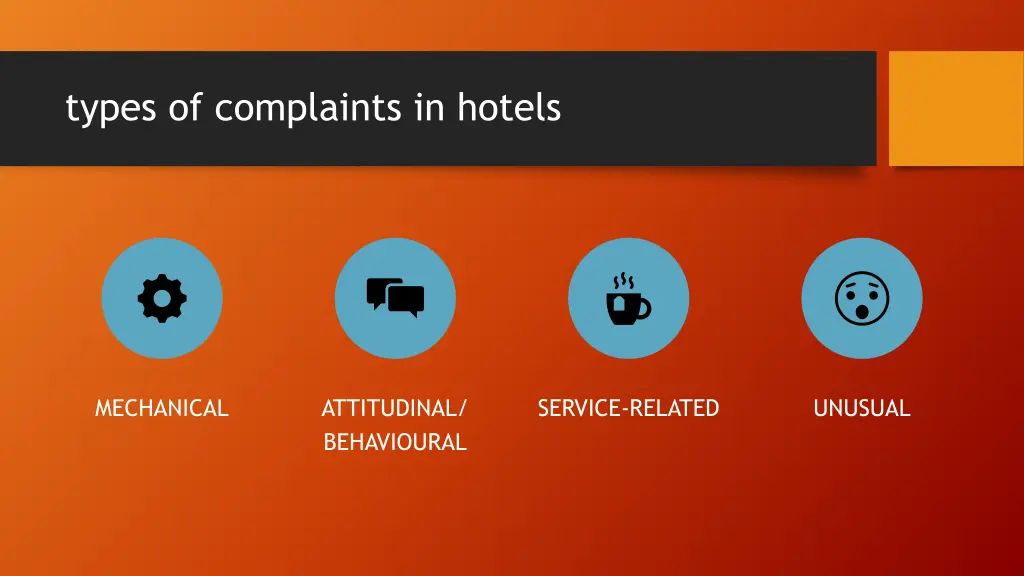 types of complaints in hotels