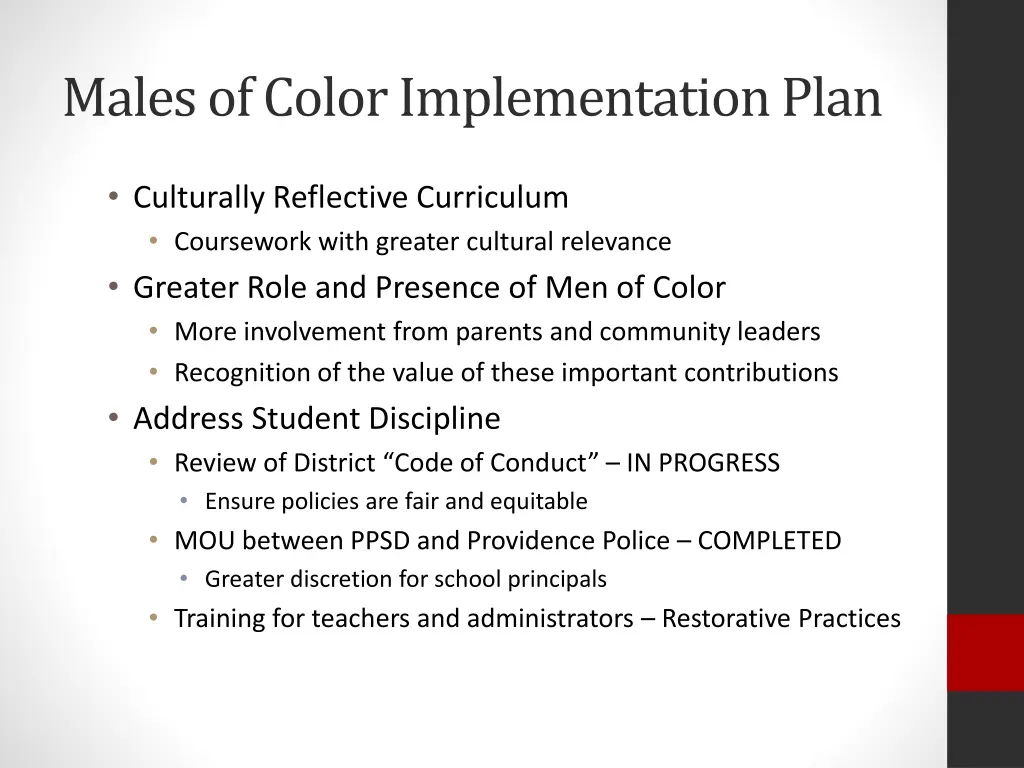 males of color implementation plan 2
