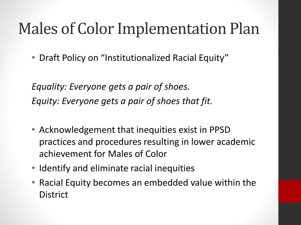 males of color implementation plan