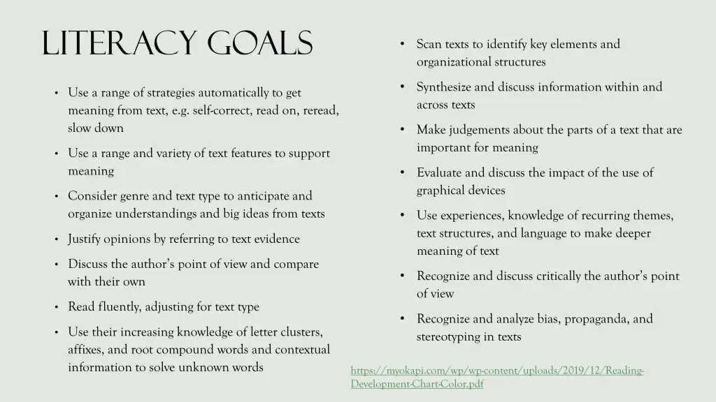 literacy goals