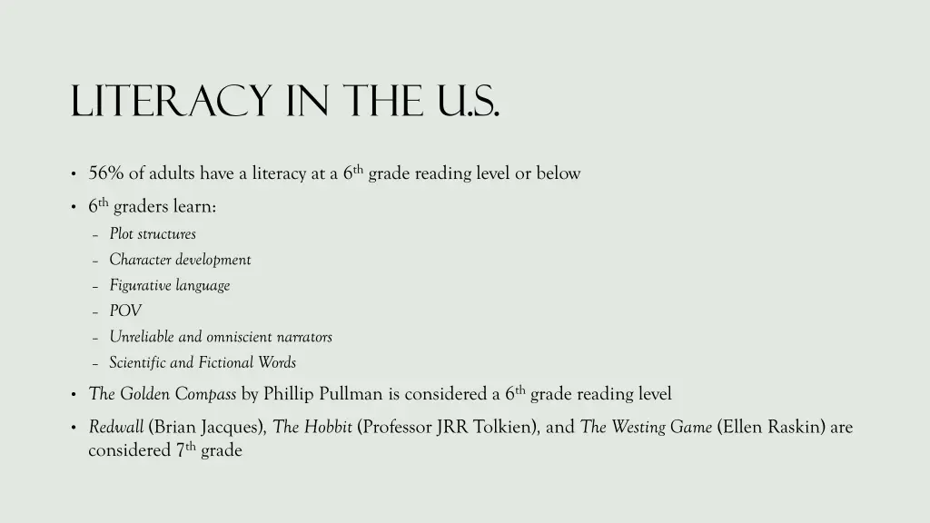 literacy in the u s