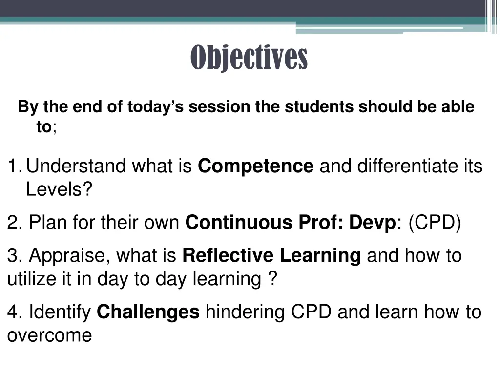 objectives