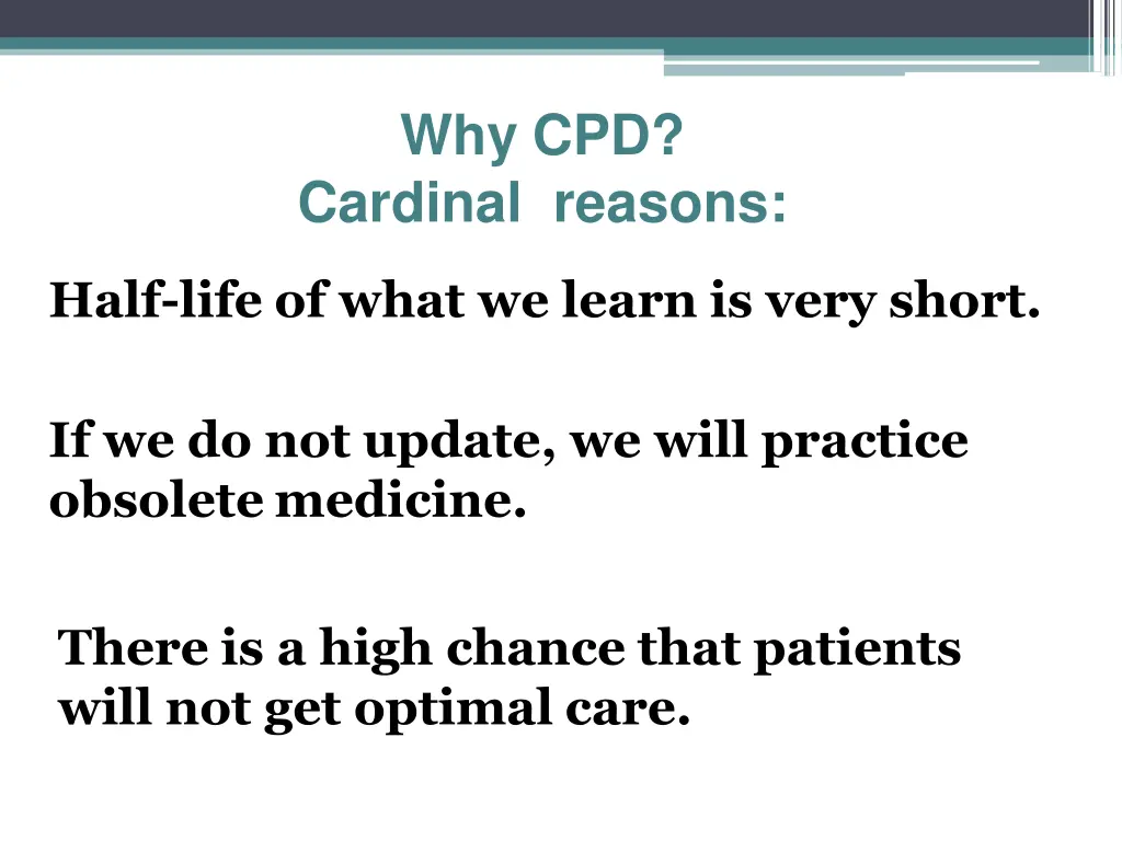 why cpd cardinal reasons