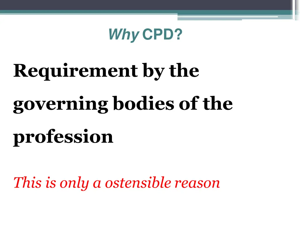 why cpd