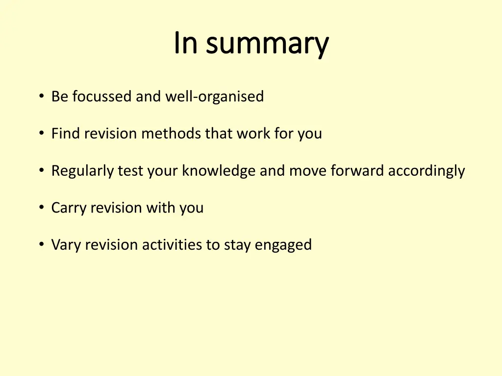 in summary in summary