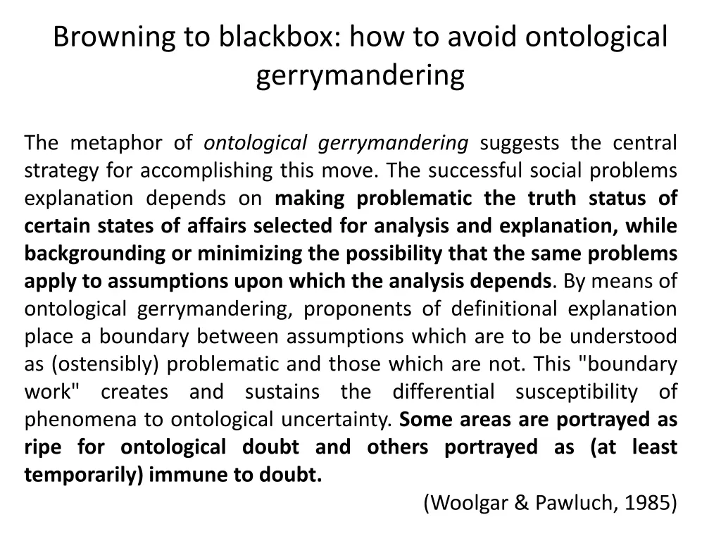 browning to blackbox how to avoid ontological