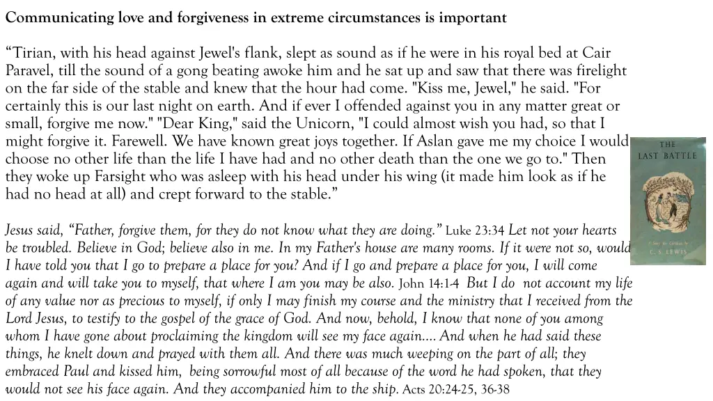 communicating love and forgiveness in extreme