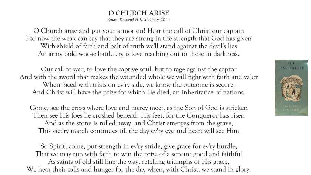 o church arise stuart townend keith getty 2004