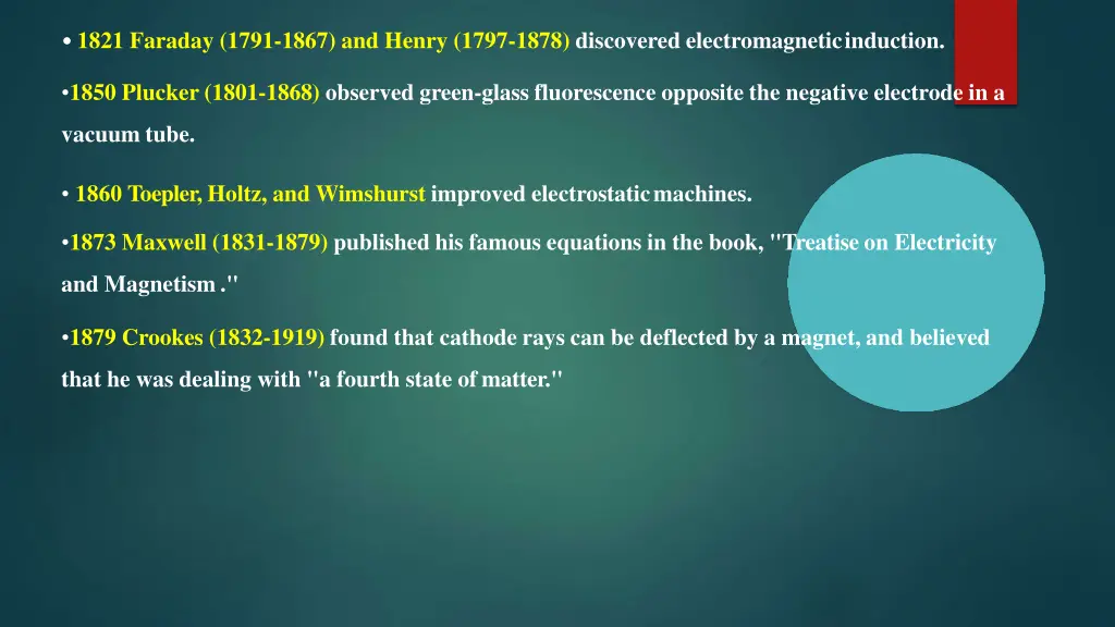 1821 faraday 1791 1867 and henry 1797 1878