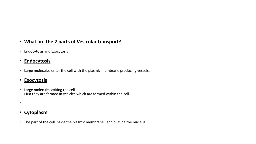 what are the 2 parts of vesicular transport