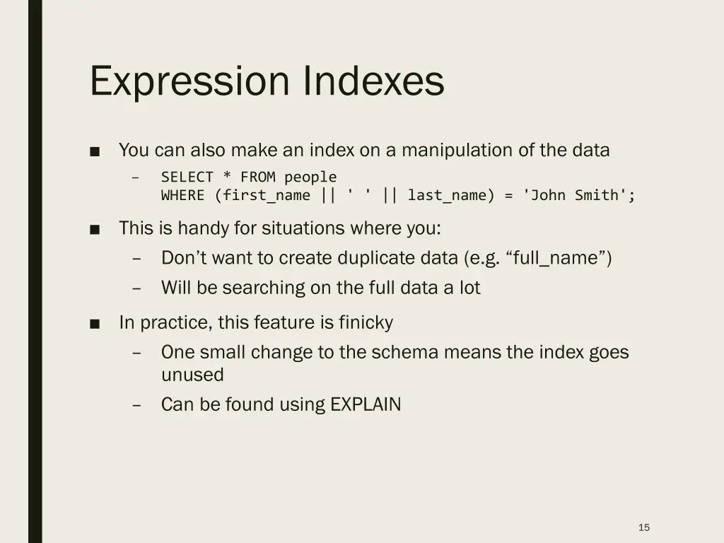 expression indexes