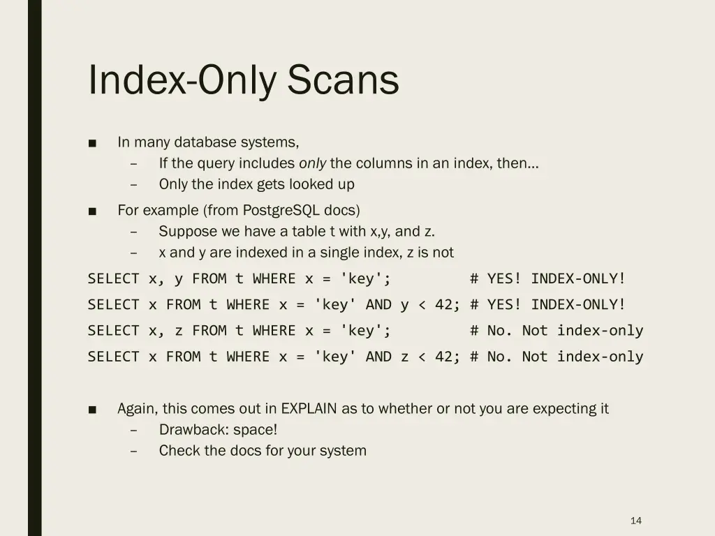 index only scans