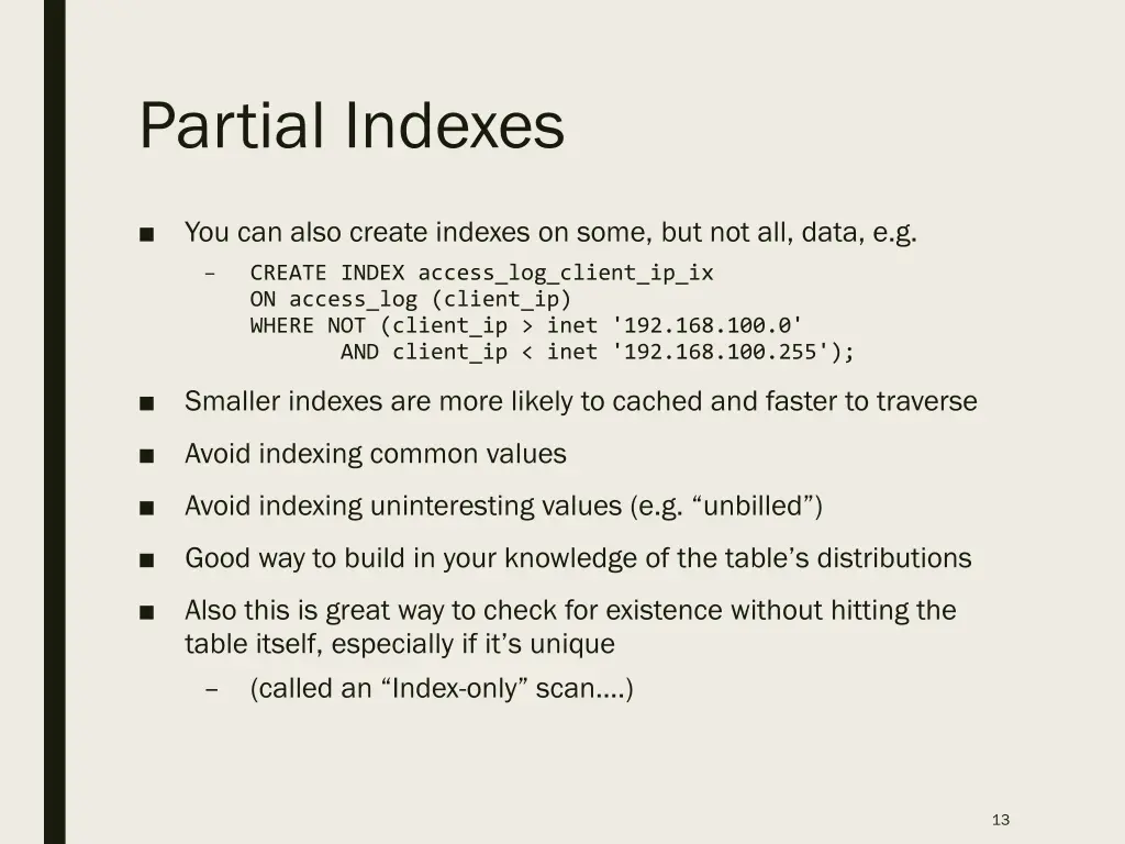 partial indexes