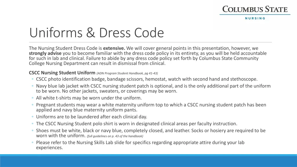 uniforms dress code