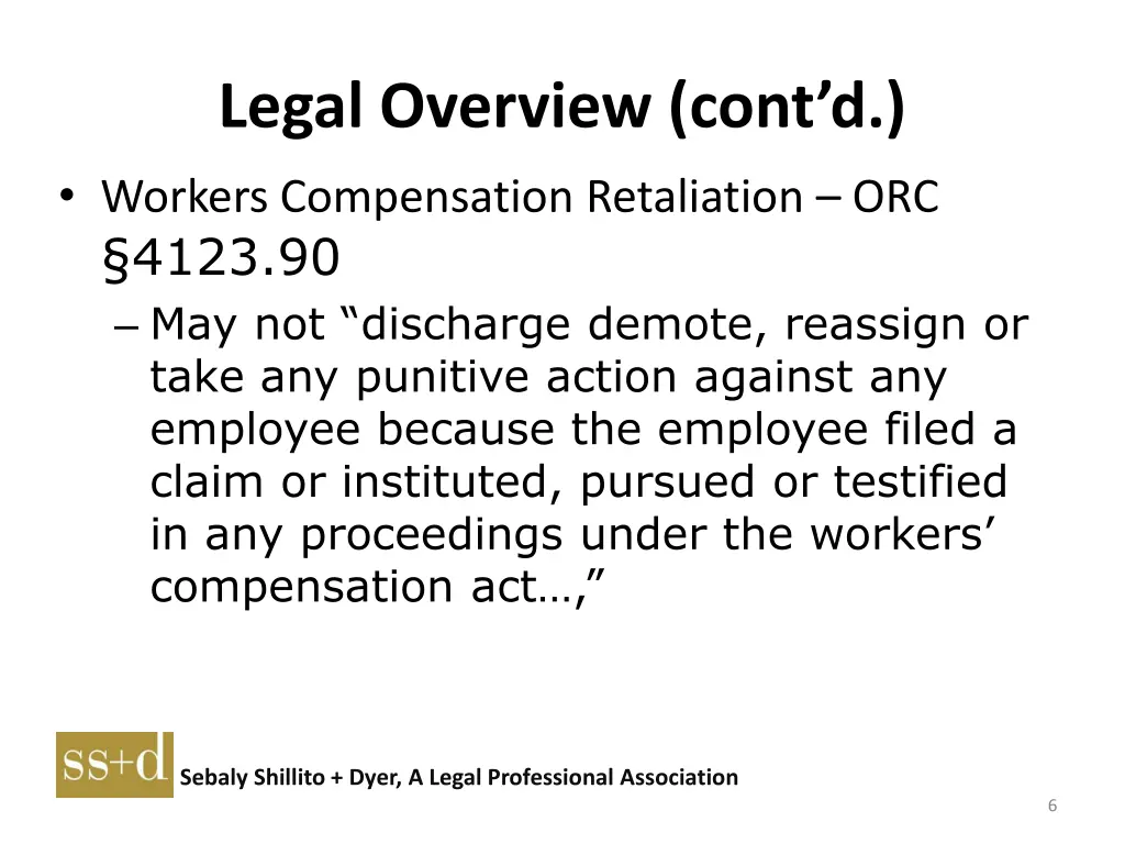 legal overview cont d workers compensation
