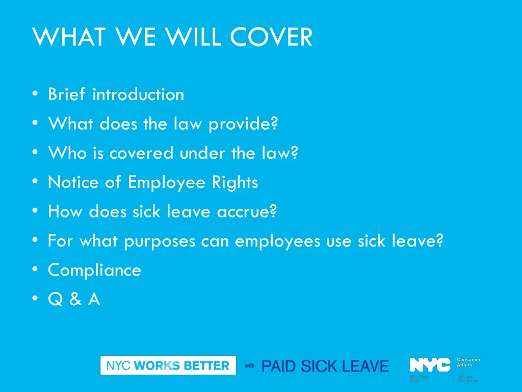what we will cover