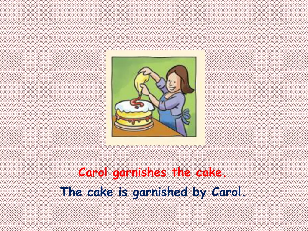 carol garnishes the cake the cake is garnished
