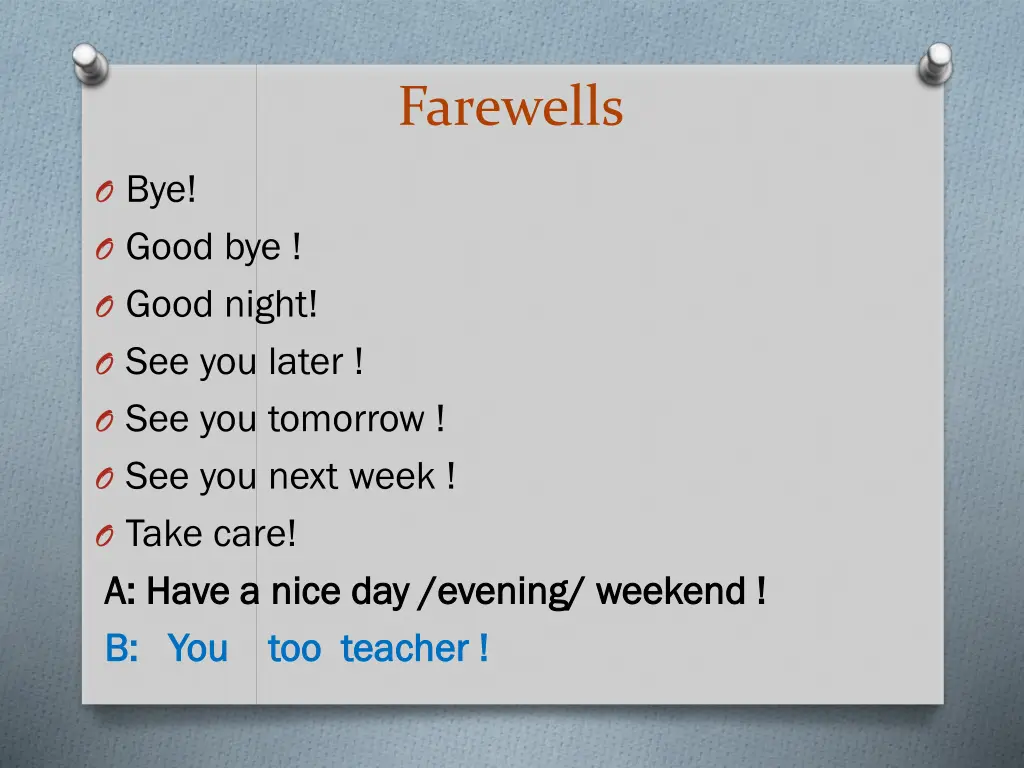 farewells