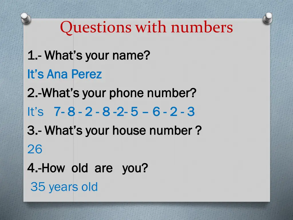 questions with numbers