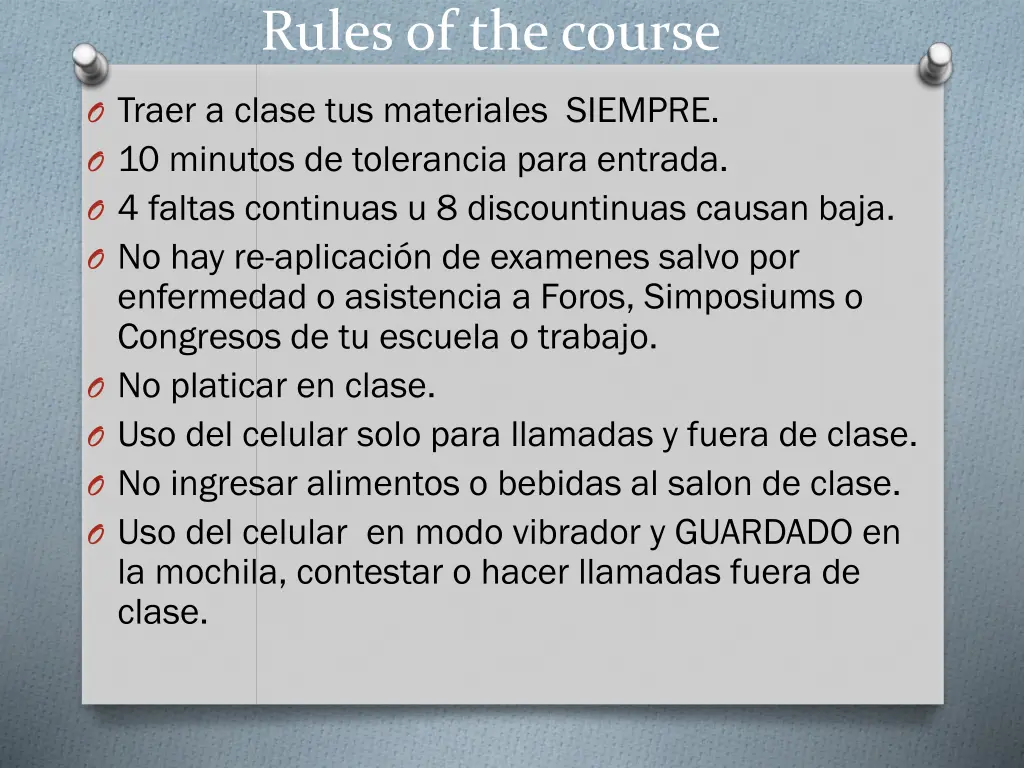 rules of the course