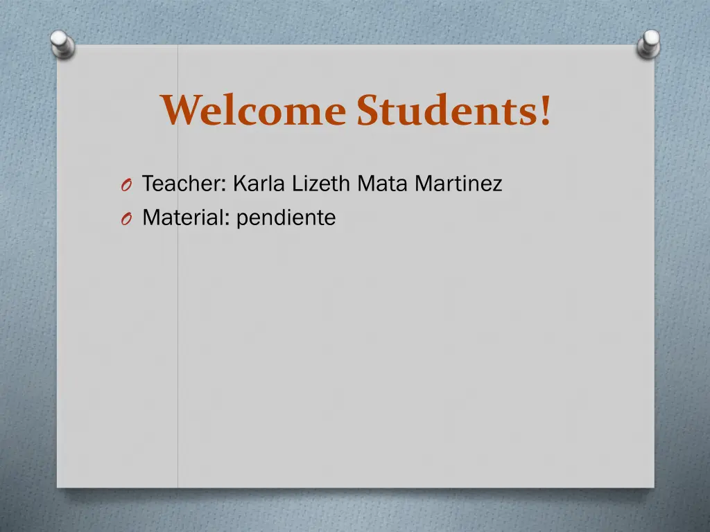 welcome students