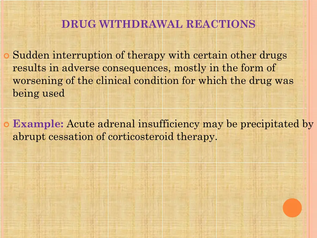 drug withdrawal reactions