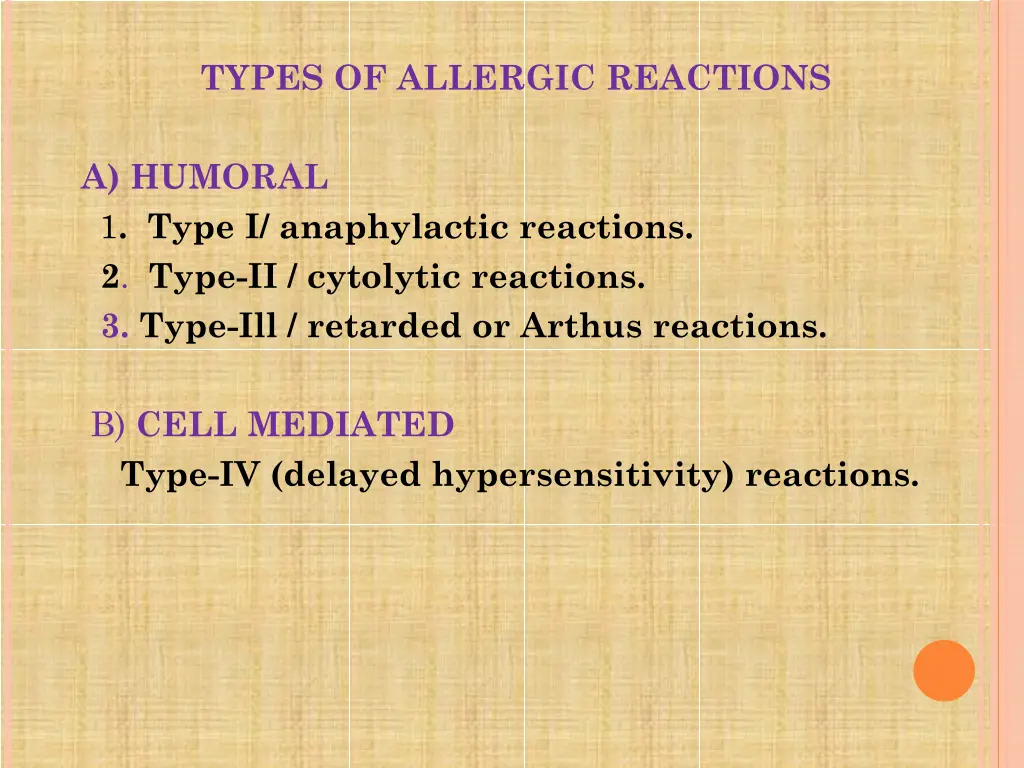 types of allergic reactions