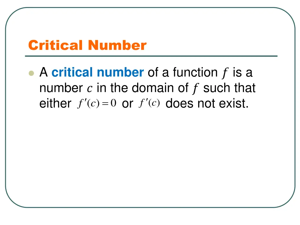 critical number