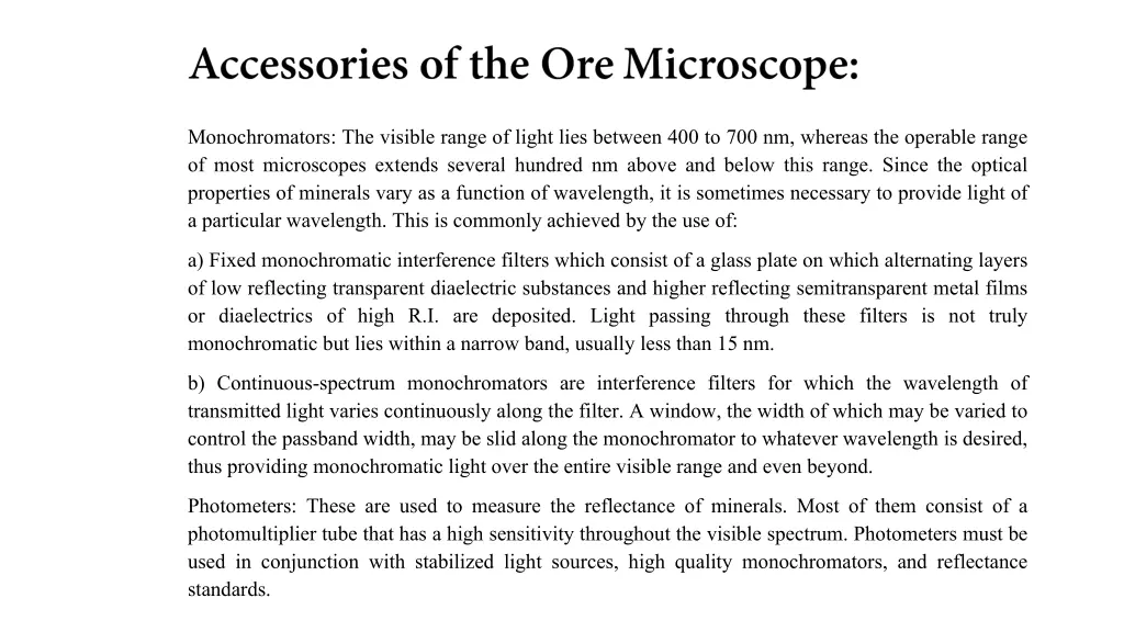 monochromators the visible range of light lies