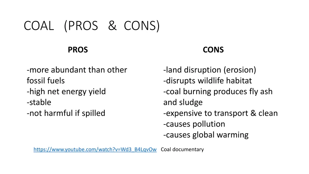 coal pros cons