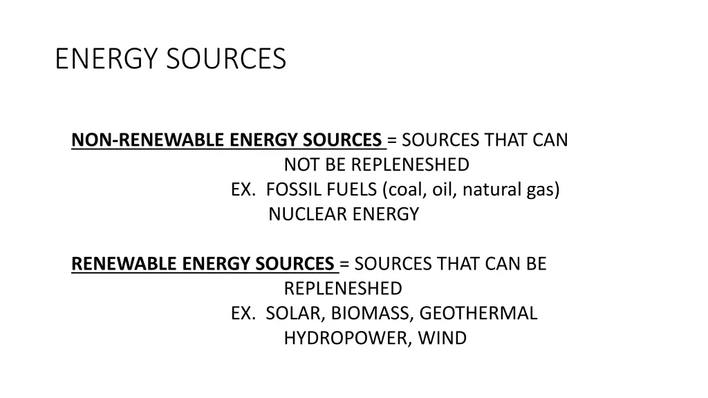 energy sources