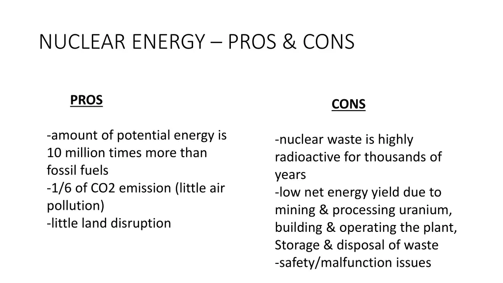 nuclear energy pros cons