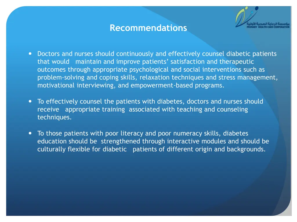 recommendations