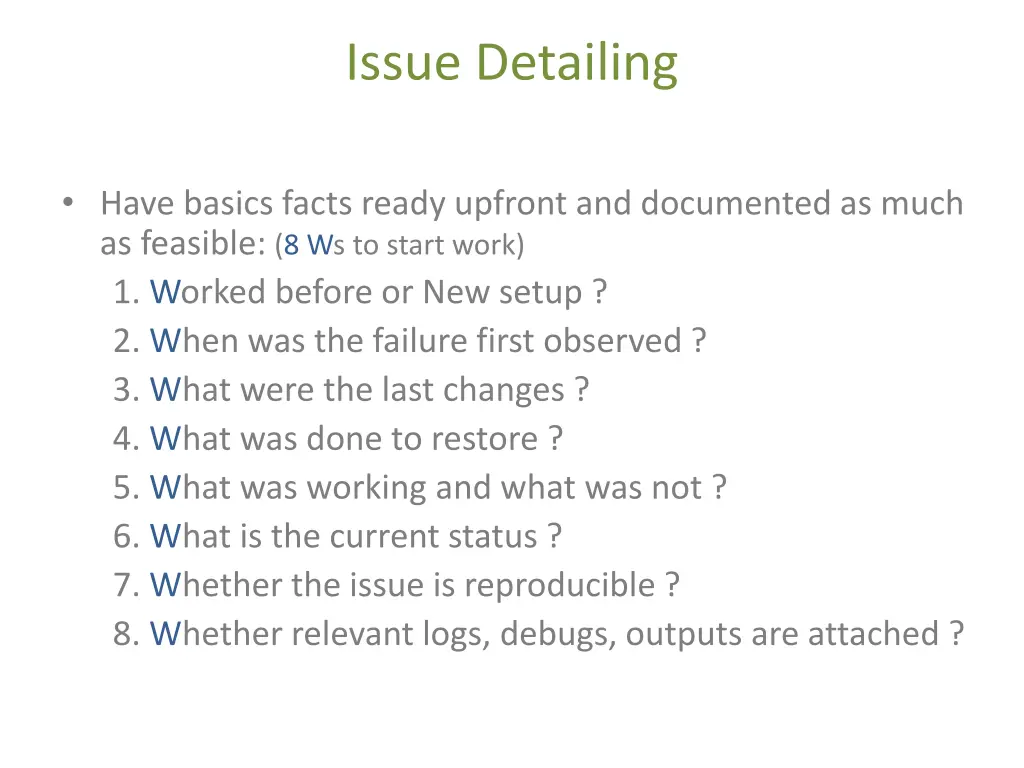 issue detailing