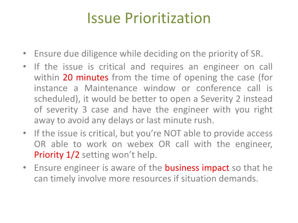 issue prioritization