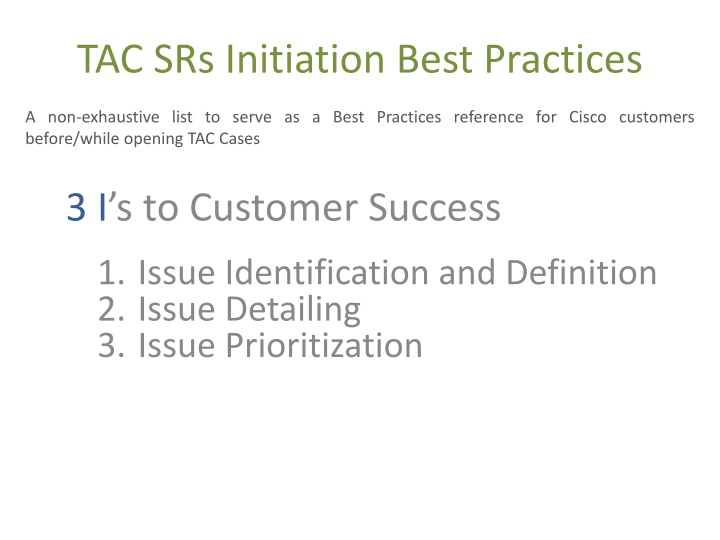 tac srs initiation best practices